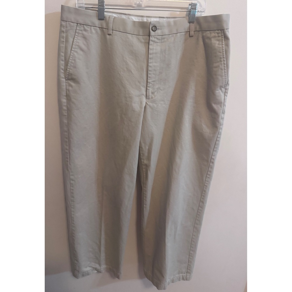 Pronto Uomo Mens 38x32 Khaki Chino Pants Tan 100% Cotton Flat Front Trousers